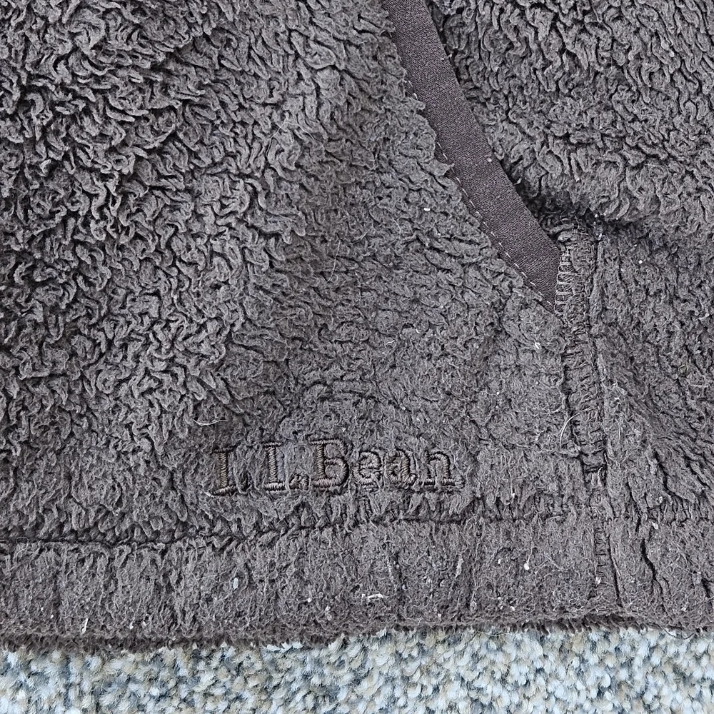 LL Bean Sherpa Fleece Brown Full Zip Jacket Sweatshirt Vintage Youth L 14-16